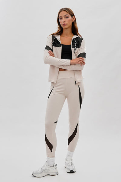 Super Triple Goose High Waisted Leggings - Beige - Womens Leggings - Canada Weather Gear