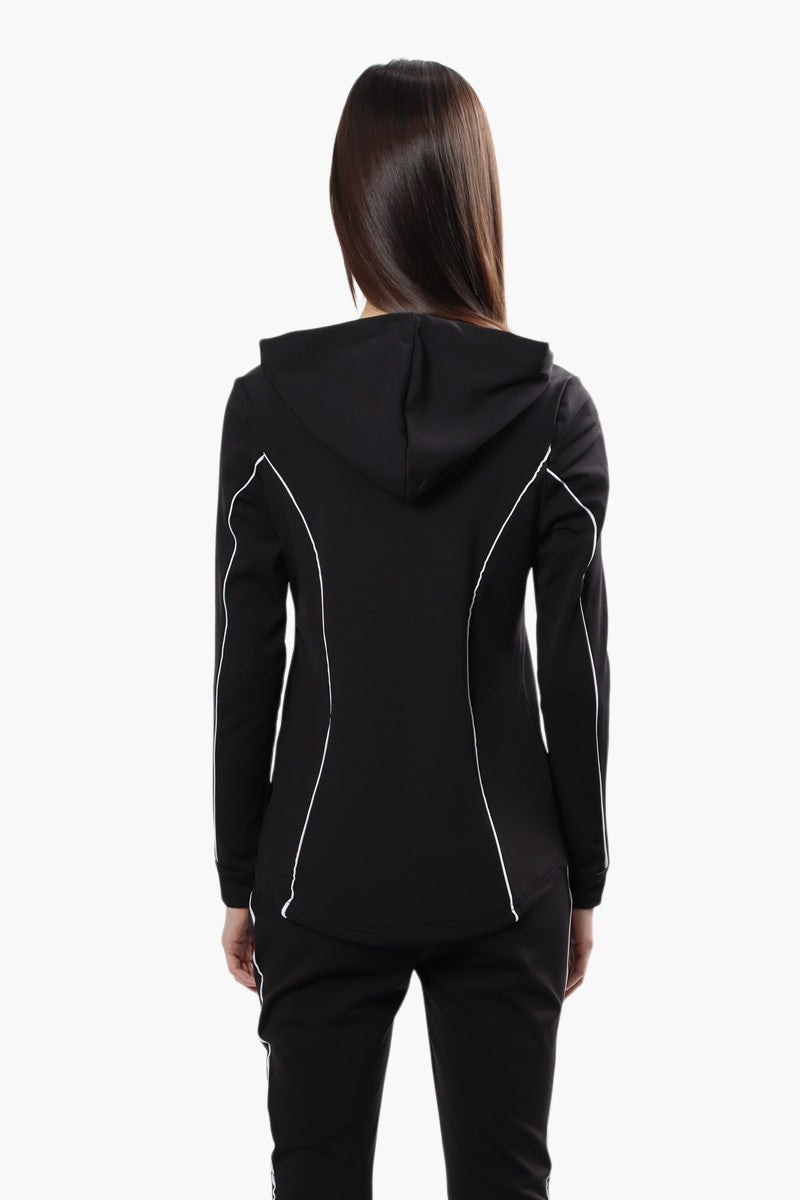 Canada Weather Gear Front Zip Piping Detail Hoodie - Black - Womens Hoodies & Sweatshirts - Canada Weather Gear