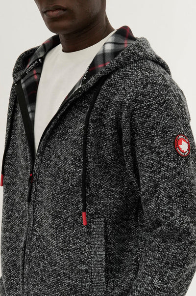 Canada Weather Gear Plaid Lined Zip Up Knit Hoodie - Black - Mens Hoodies & Sweatshirts - Canada Weather Gear