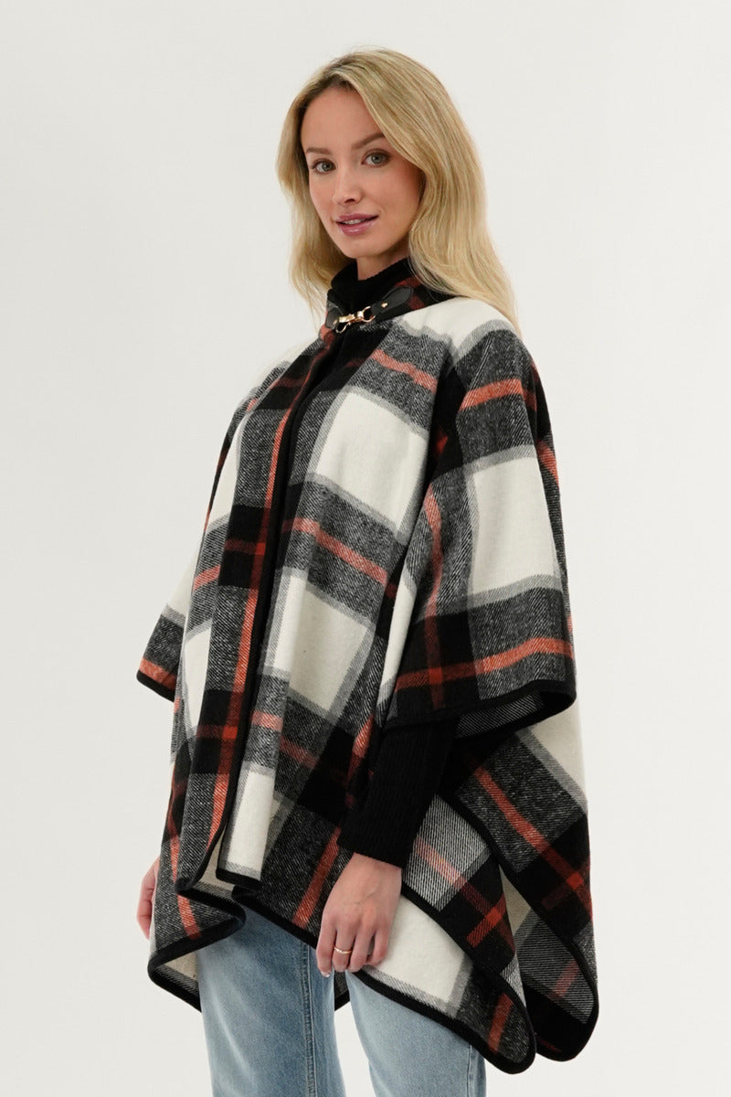 Canada Weather Gear Plaid Poncho - Black - Womens Ponchos - Canada Weather Gear