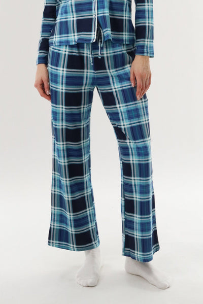 Canada Weather Gear Wide Leg Plaid Pajama Pants - Blue - Womens Pajamas - Canada Weather Gear