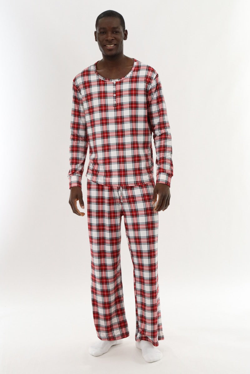 Canada Weather Gear Long Sleeve Printed Pajama Top - Red - Mens Pajamas - Canada Weather Gear