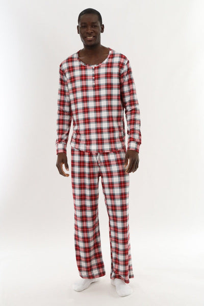 Canada Weather Gear Long Sleeve Printed Pajama Top - Red - Mens Pajamas - Canada Weather Gear