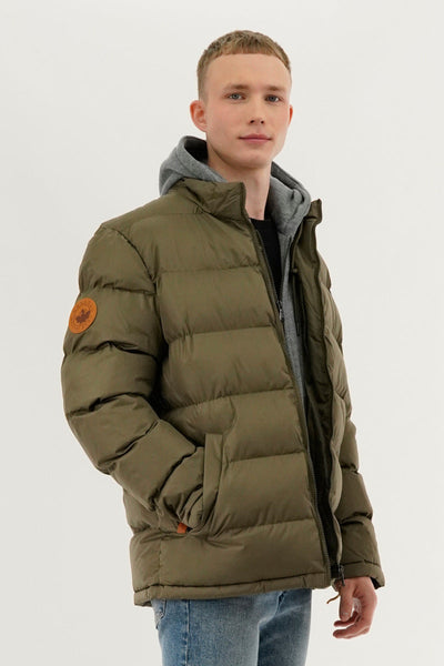 Canada Weather Gear Fleece Quilted Bomber Jacket - Olive - Mens Bomber Jackets - Canada Weather Gear