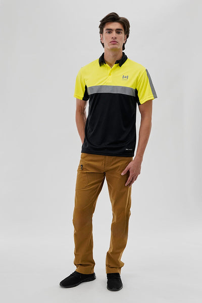 Canada Work Gear Hi-Vis Short Sleeve Polo Shirt - Yellow - Mens Polo Shirts - Canada Weather Gear