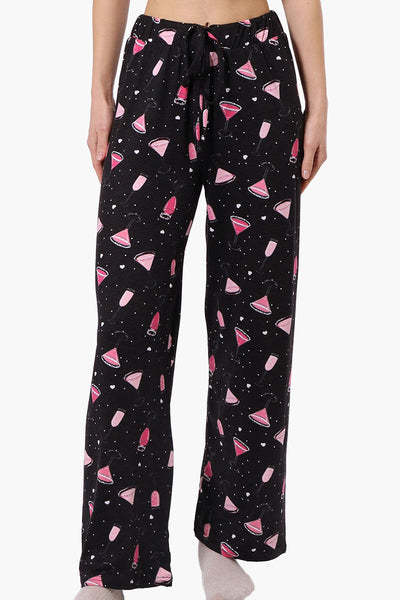 Canada Weather Gear Martini Pattern Wide Leg Pajama Pants - Black - Womens Pajamas - Canada Weather Gear