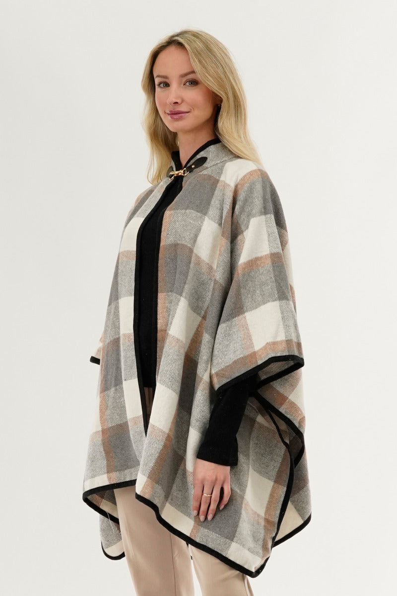 Canada Weather Gear Plaid Poncho - Beige - Womens Ponchos - Canada Weather Gear