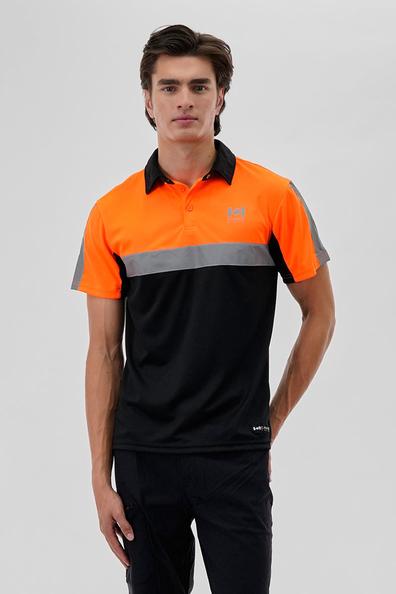Canada Work Gear Hi-Vis Short Sleeve Polo Shirt - Orange - Mens Polo Shirts - Canada Weather Gear