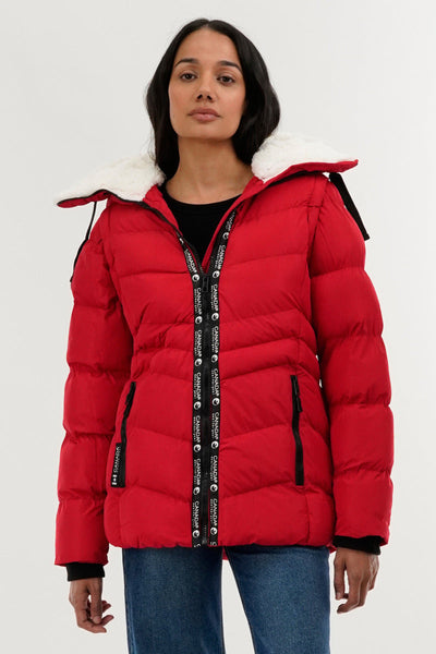Canada Weather Gear Zip Off Sleeve Bomber Jacket - Red - Womens Bomber Jackets - Canada Weather Gear