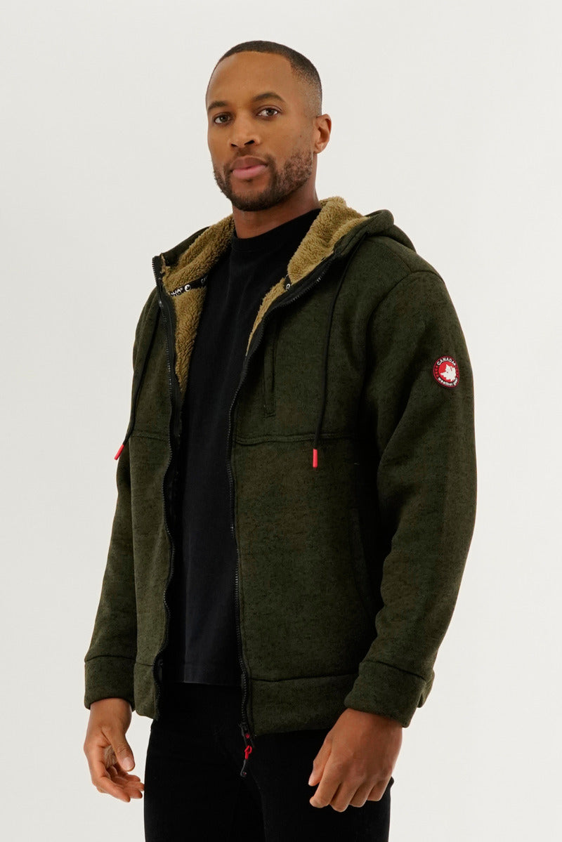 Canada Weather Gear Sherpa Lined Lightweight Jacket - Olive - Mens Lightweight Jackets - Canada Weather Gear