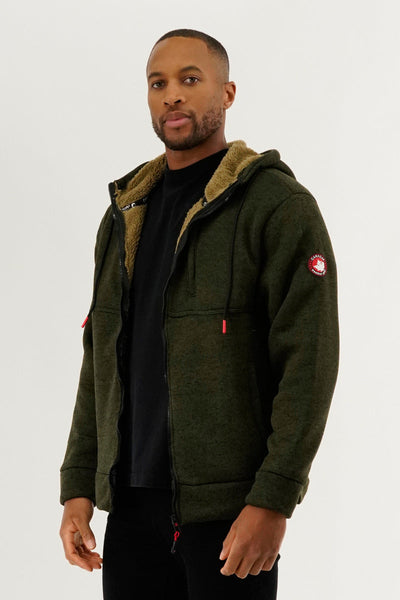 Canada Weather Gear Sherpa Lined Lightweight Jacket - Olive - Mens Lightweight Jackets - Canada Weather Gear