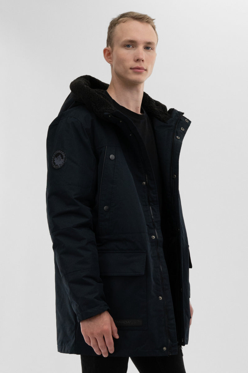 Canada Weather Gear Sherpa Lined Hood Parka Jacket - Navy