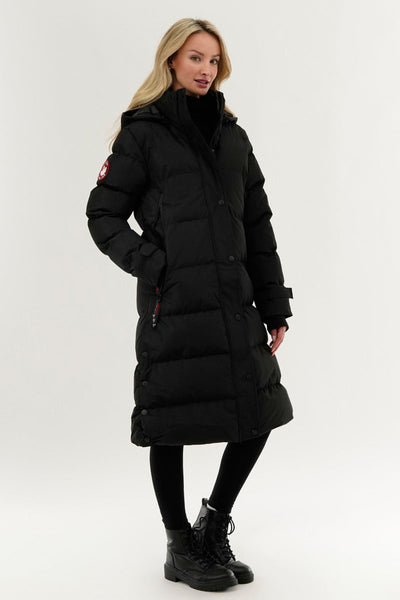 Canada Weather Gear Quilted Maxi Parka Jacket - Black - Womens Parka Jackets - Canada Weather Gear