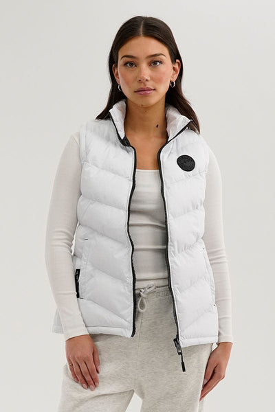 Canada Weather Gear Chevron Puffer Vest - White - Womens Vests - Canada Weather Gear