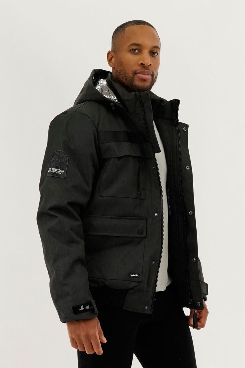 Super Triple Goose Thermal-Foil Lining Bomber Jacket - Black - Mens Bomber Jackets - Canada Weather Gear