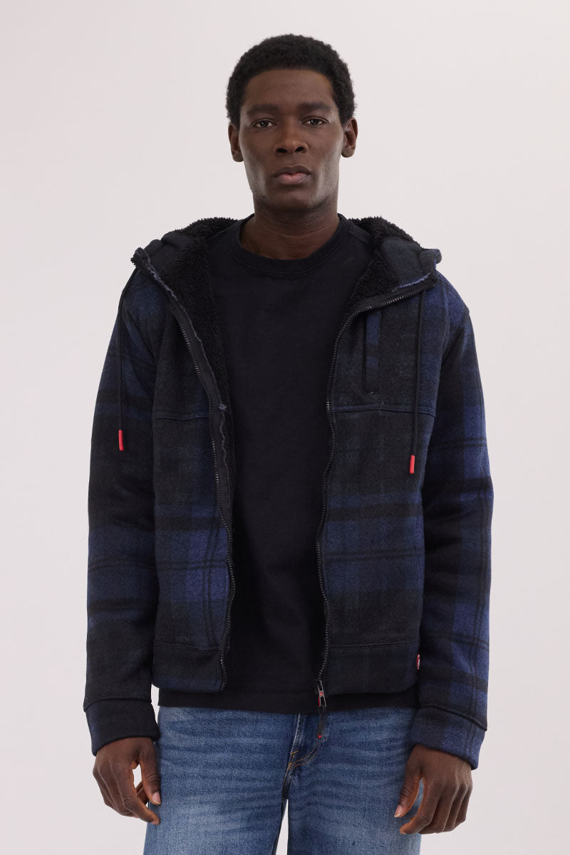 Canada Weather Gear Hooded Sherpa Lined Lightweight Jacket - Navy