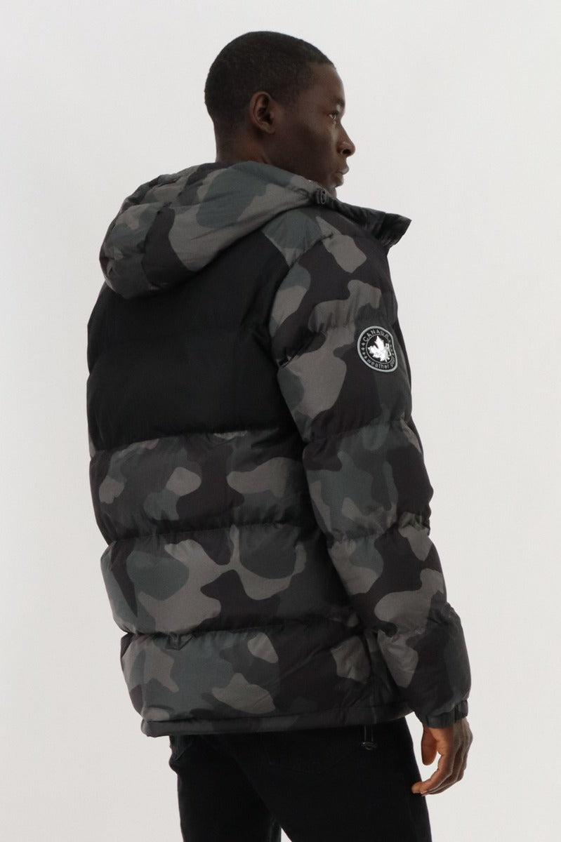 Canada Weather Gear Hooded Puffer Bomber Jacket - Grey - Mens Bomber Jackets - Canada Weather Gear