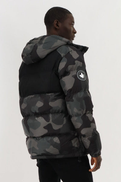 Canada Weather Gear Hooded Puffer Bomber Jacket - Grey - Mens Bomber Jackets - Canada Weather Gear