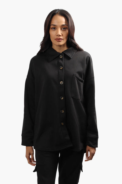 Canada Weather Gear Solid Front Pocket Shacket - Black - Womens Shirts & Blouses - Canada Weather Gear