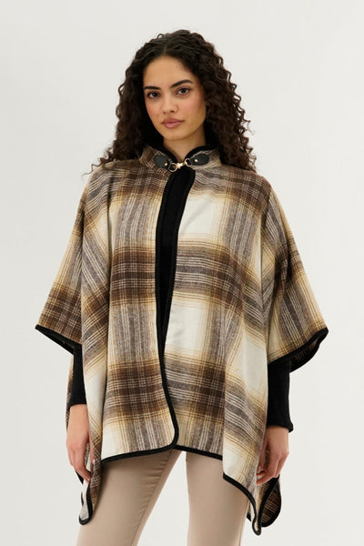 Canada Weather Gear Plaid Tartan Poncho - Beige - Womens Ponchos - Canada Weather Gear