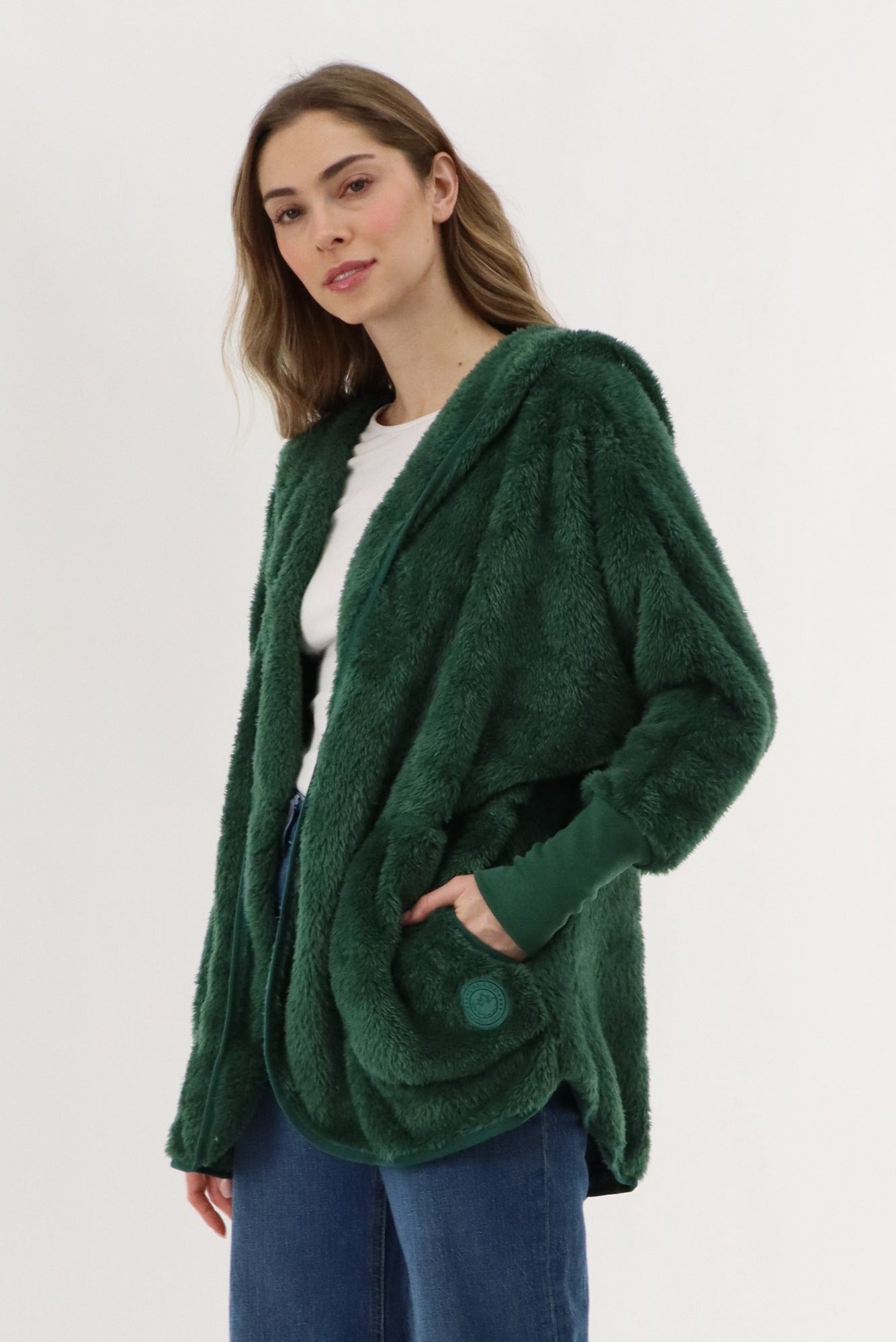 Canada Weather Gear Open Front Teddy Cardigan - Green - Womens Cardigans - Canada Weather Gear
