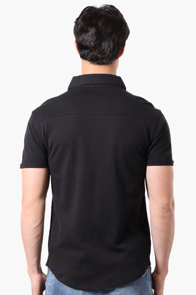 Canada Weather Gear Travel Collection Solid Button Up Polo Shirt - Black - Mens Polo Shirts - Canada Weather Gear