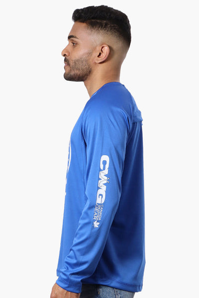 Canada Weather Gear Athletic Chest Logo Long Sleeve Top - Blue - Mens Long Sleeve Tops - Canada Weather Gear