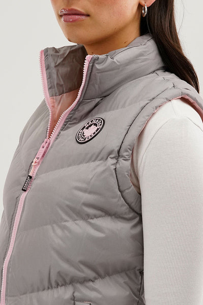 Canada Weather Gear Chevron Puffer Vest - Grey - Womens Vests - Canada Weather Gear