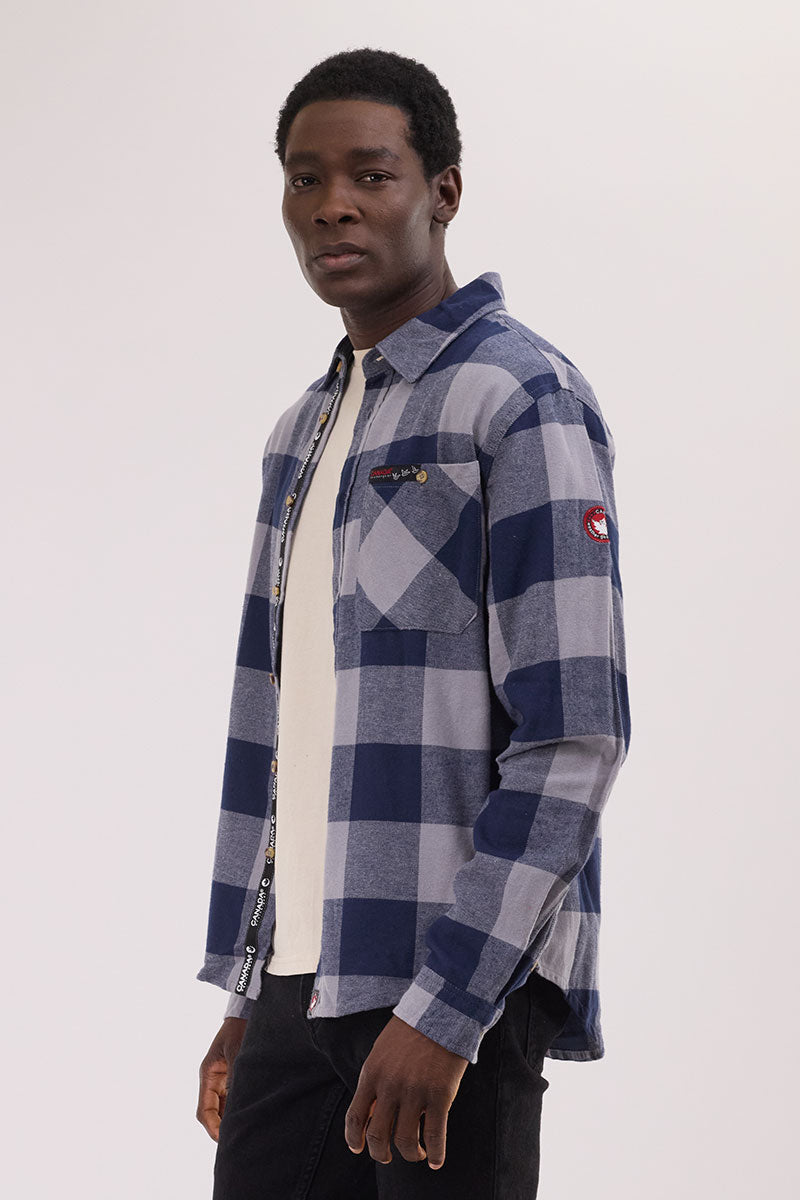 Canada Weather Gear Flannel Button Up Casual Shirt - Navy