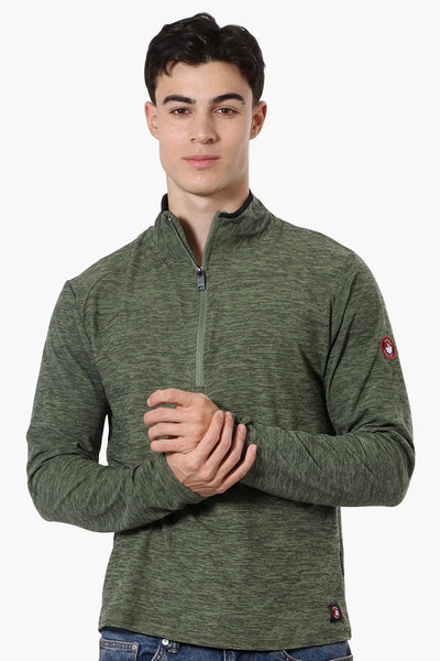 Canada Weather Gear Basic 1/4 Zip Long Sleeve Top - Olive - Mens Long Sleeve Tops - Canada Weather Gear