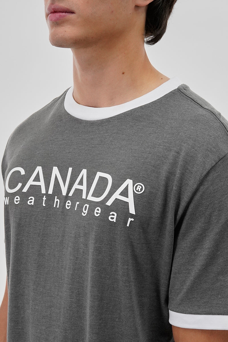 Canada Weather Gear Classic Ringer Tee - Grey - Mens Tees & Tank Tops - Canada Weather Gear