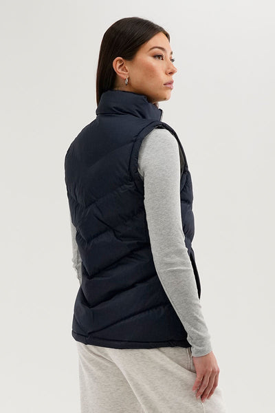 Canada Weather Gear Chevron Puffer Vest - Navy - Womens Vests - Canada Weather Gear