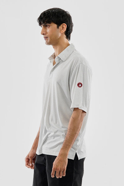 Canada Weather Gear Performance Polka Dot Pattern Polo Shirt - White - Mens Polo Shirts - Canada Weather Gear