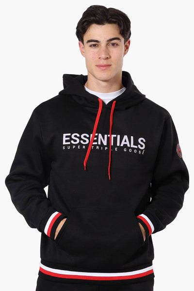 Essentials Super Triple Goose Striped Cuff Detail Hoodie - Black - Mens Hoodies & Sweatshirts - Canada Weather Gear