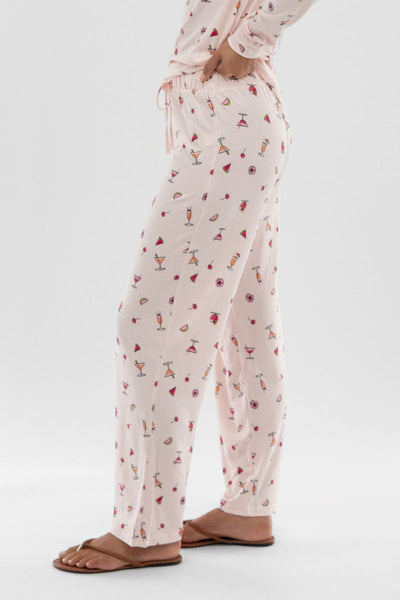 Canada Weather Gear Drink Print Wide Leg Pajama Pants - Blush - Womens Pajamas - Canada Weather Gear