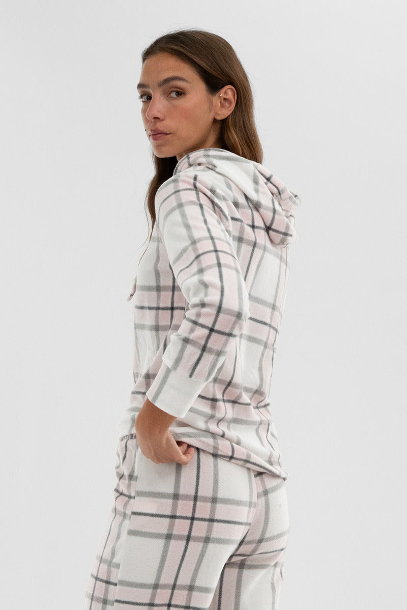 Canada Weather Gear Plaid Hooded Pajama Top - Blush - Womens Pajamas - Canada Weather Gear