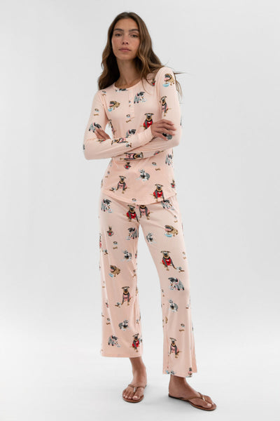 Canada Weather Gear Dog Print Wide Leg Pajama Pants - Blush - Womens Pajamas - Canada Weather Gear