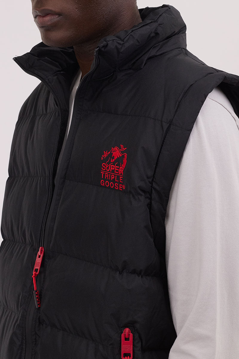 Super Triple Goose Zip Off Sleeve Bomber Jacket - Black