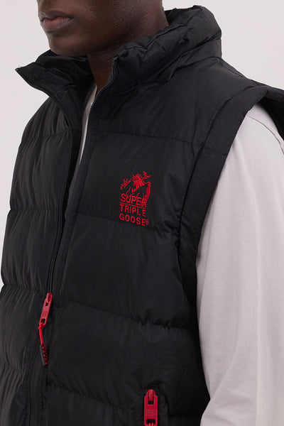 Super Triple Goose Zip Off Sleeve Bomber Jacket - Black