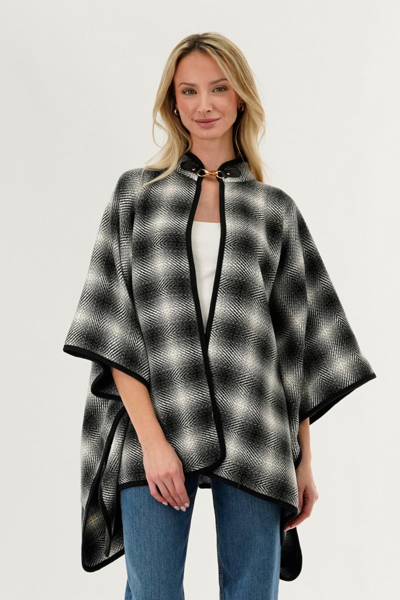 Canada Weather Gear Plaid Poncho - Grey - Womens Ponchos - Canada Weather Gear