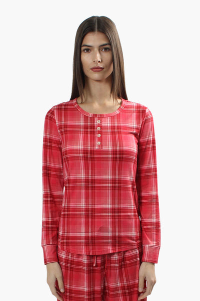 Canada Weather Gear Plaid Print Pajama Top - Red - Womens Pajamas - Canada Weather Gear