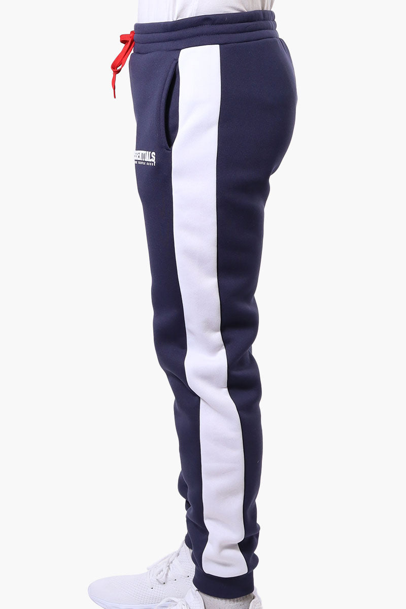 Essentials Super Triple Goose Side Stripe Tie Waist Joggers - Navy - Mens Joggers & Sweatpants - Canada Weather Gear