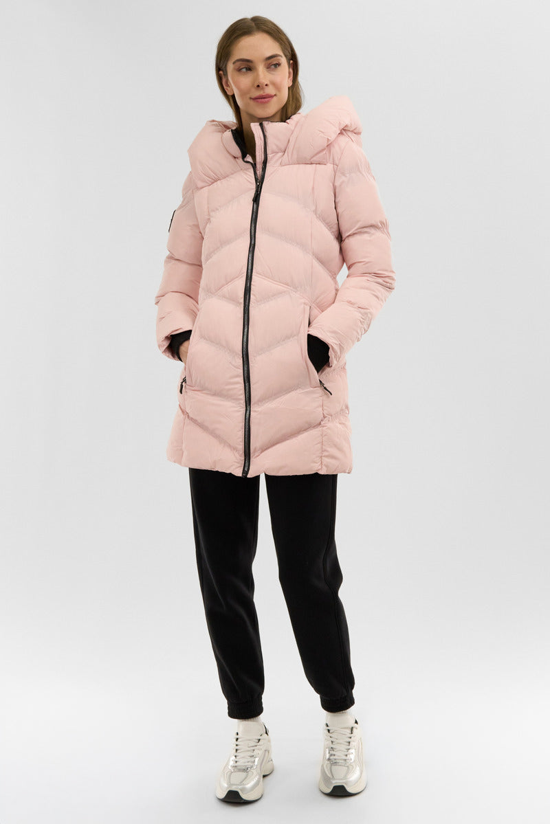 Canada Weather Gear Chevron Quilted Parka Jacket - Pink - Womens Parka Jackets - Canada Weather Gear