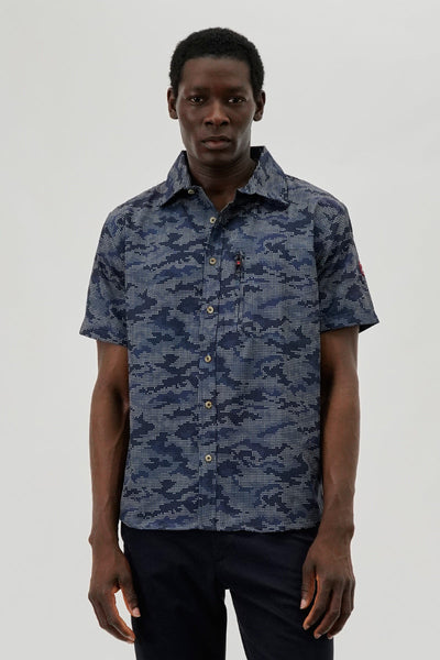 Canada Weather Gear Digi Camo Print Button Up Casual Shirt - Navy - Mens Casual Shirts - International Clothiers