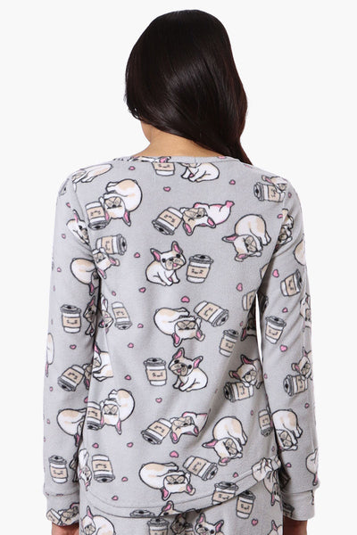 Canada Weather Gear Dog Pattern Pajama Top - Grey - Womens Pajamas - Canada Weather Gear