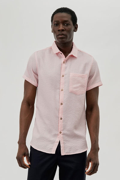 Canada Weather Gear Vintage Textured Button Up Casual Shirt - Pink - Mens Casual Shirts - International Clothiers