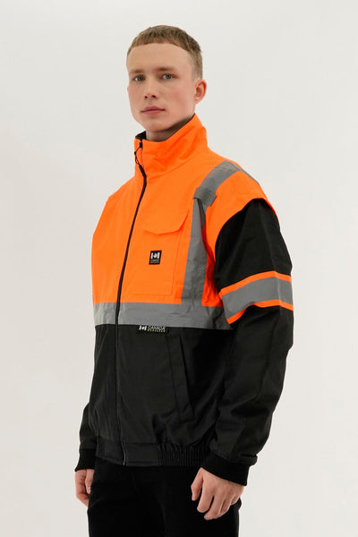 Canada Work Gear Hi-Vis Colour Block Bomber Jacket - Orange - Mens Bomber Jackets - Canada Weather Gear