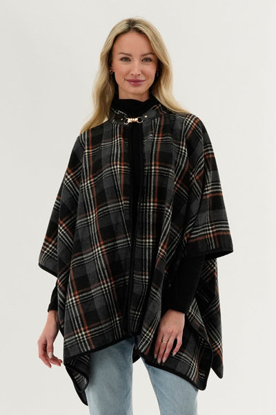 Canada Weather Gear Plaid Poncho - Black - Womens Ponchos - Canada Weather Gear