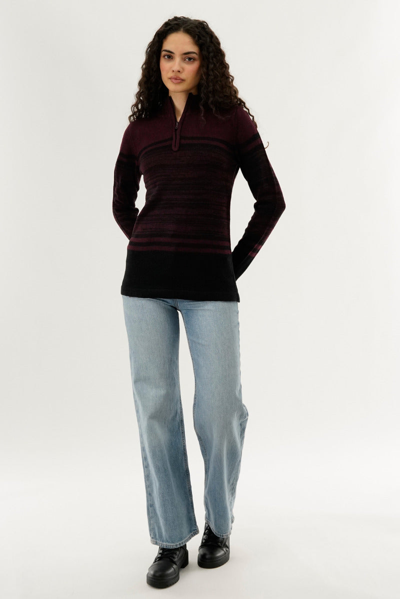 Canada Weather Gear Half Zip Pullover Sweater - Burgundy - Womens Pullover Sweaters - Canada Weather Gear