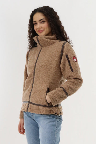 Canada Weather Gear Sherpa Contrast Lightweight Jacket - Camel - Womens Lightweight Jackets - Canada Weather Gear